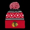 Faceoff Cuff Knit Beanie with pom Blackhawks - 24/25, supportermössa, unisex - NHL-Produkter - Faceoff Cuff Knit Beanie with pom Blackhawks - 24/25, supportermössa, unisex